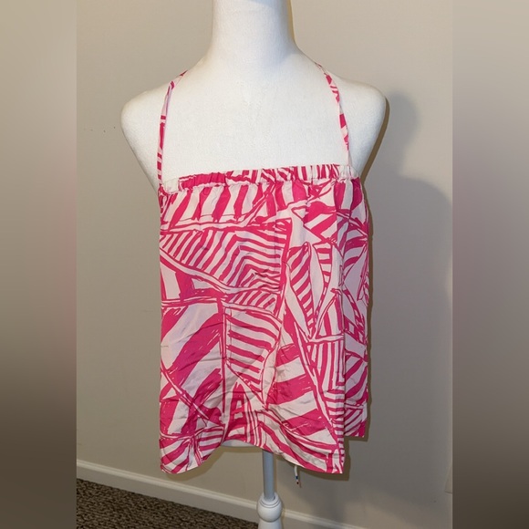 Lilly Pulitzer Tops - Lilly Pulitzer Lei Lei Halter Top Capri Pink Yacht 100% Silk Lilly Size Large